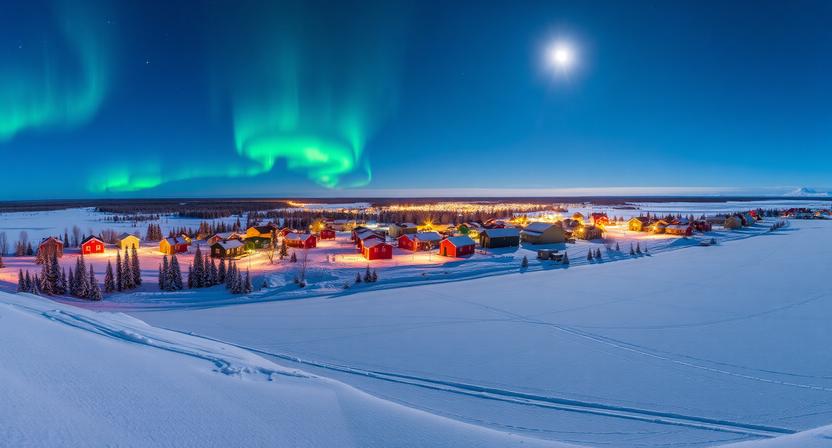 Yellowknife Canada winter travel destination with Northern Lights